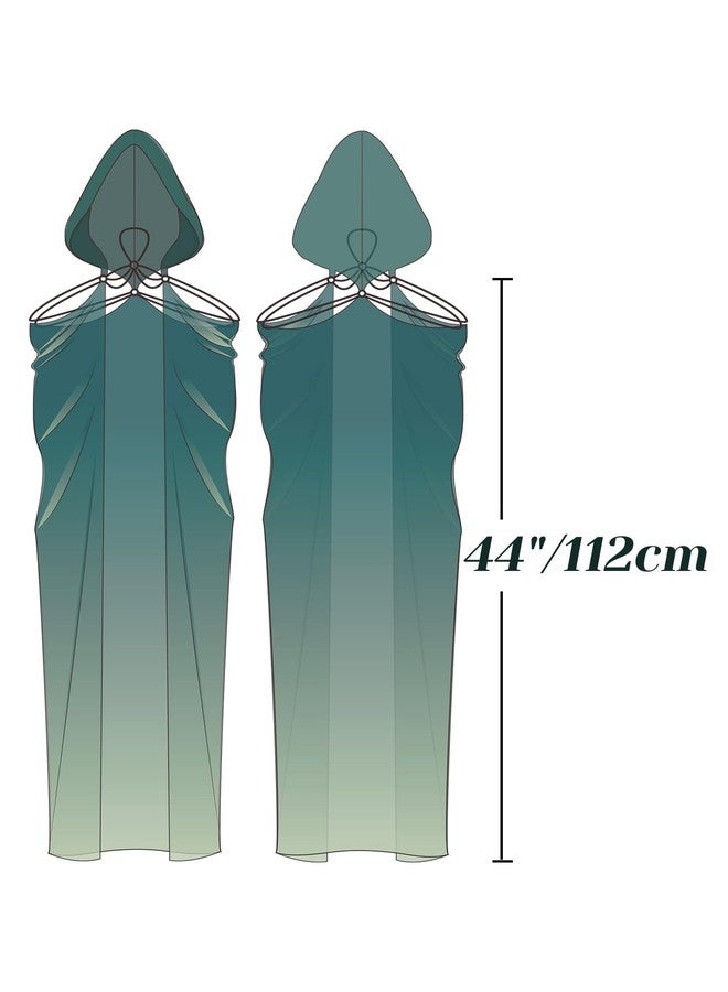 DAZCOS Women's Chiffon Hooded Cape Elf Sheer Cloak Tulle Bridal Off Shoudler Capelet (Green) - Image 3